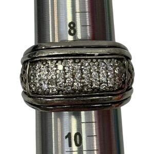 Scott Kay Sterling Silver 925 Pave Diamond Basket Weave Ring Sz 9.25~ GS